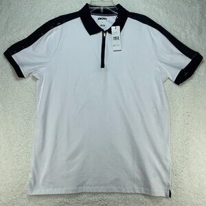 DKNY Quarter Zip Polo Shirt Size Large Black Short Sleeve Embroidered Logo NWT